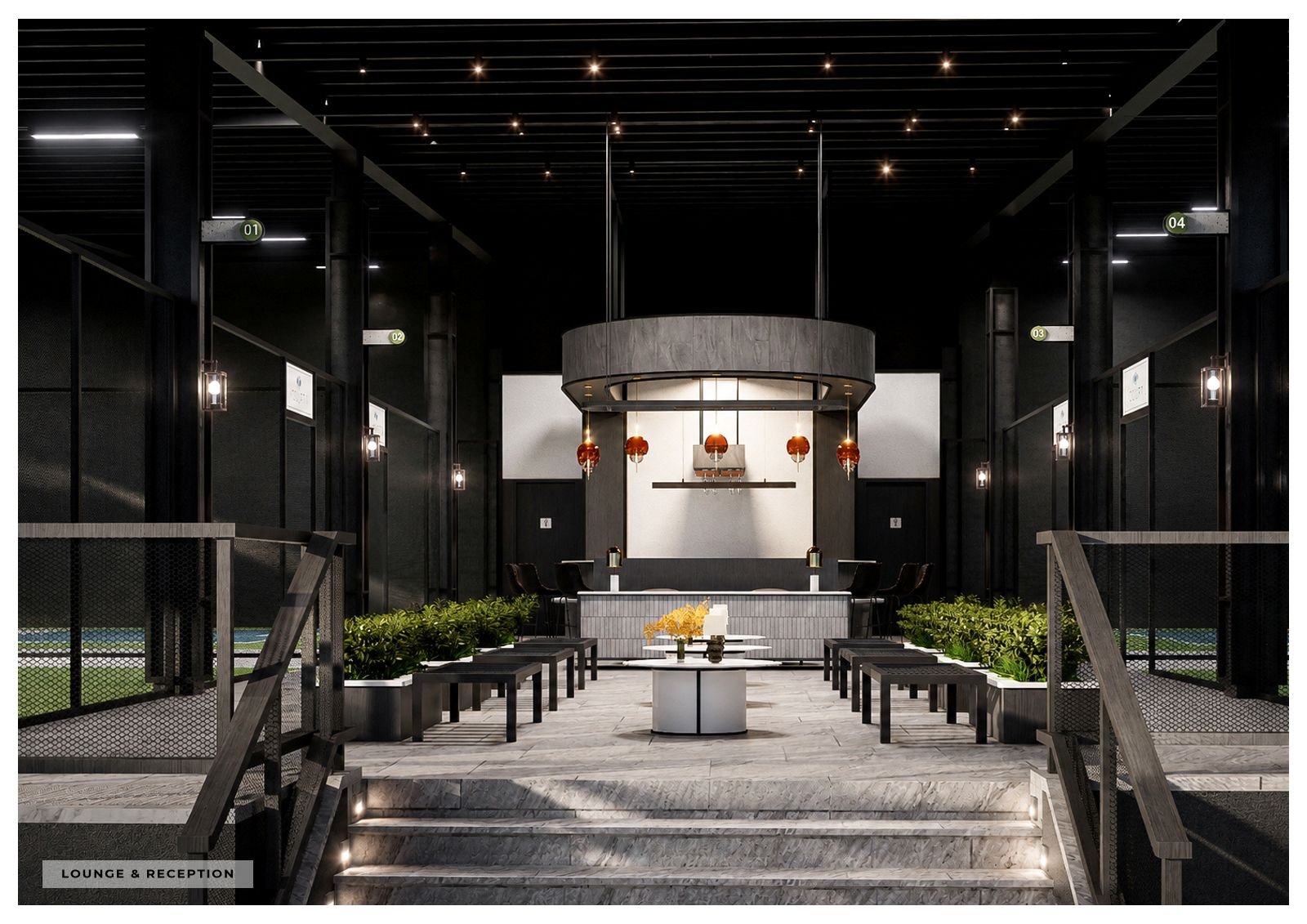 Down the steps into the lounge (architect’s render)